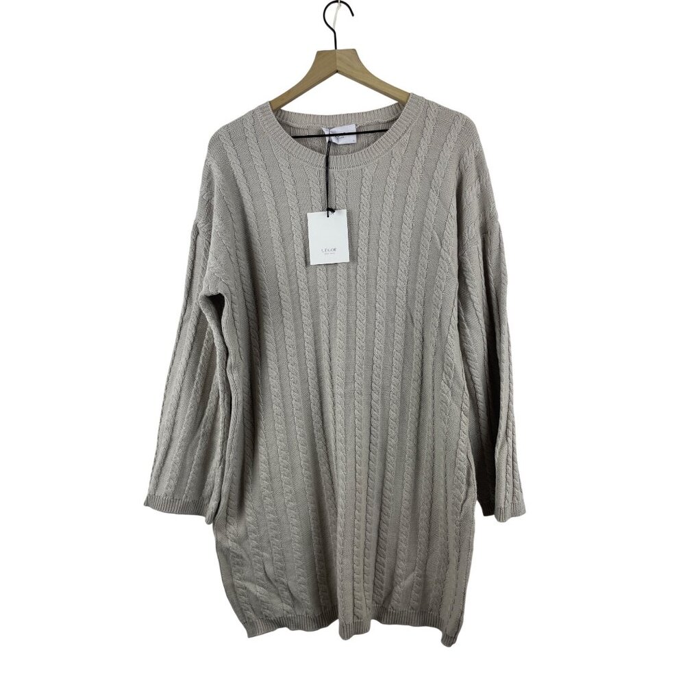 Legoe Heritage Women's Size 1 Cable Knit Sweater Dress Oversized Gray Maternity